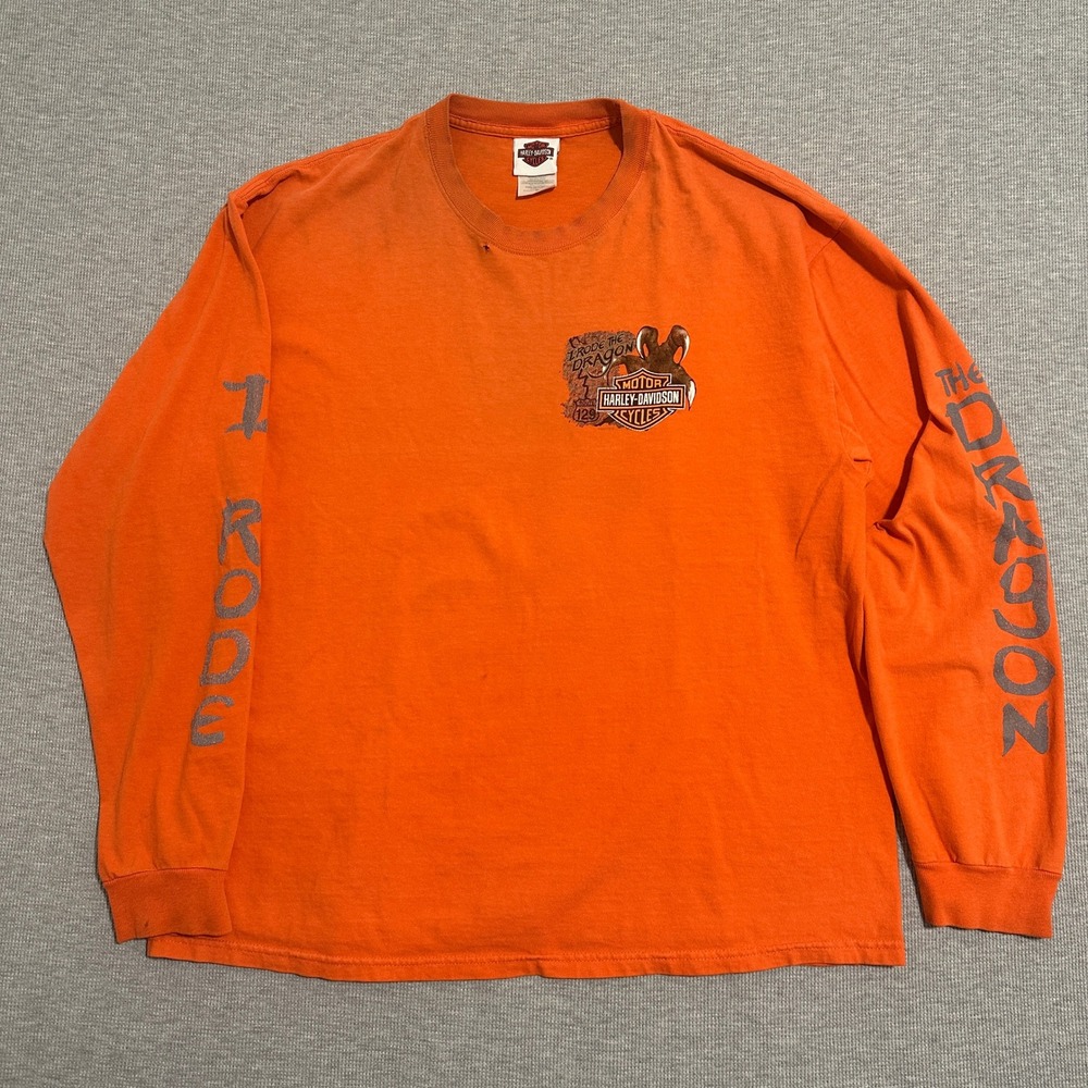 Harley-Davidson Smoky‎ Mountain I Rode The Dragon Long Sleeve Shirt Orange XL